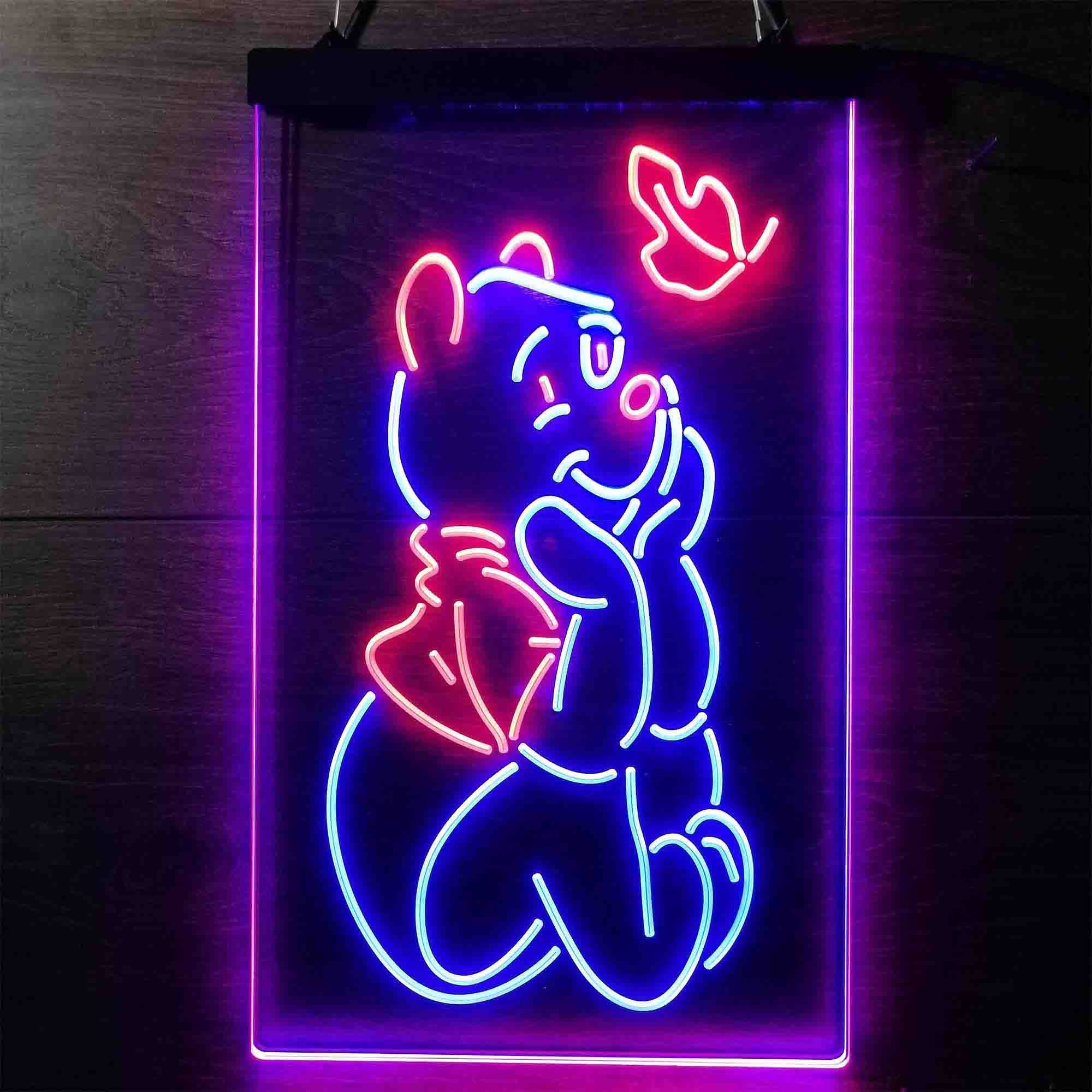 Winnie The Pooh Leaf Dual LED Neon Light Sign